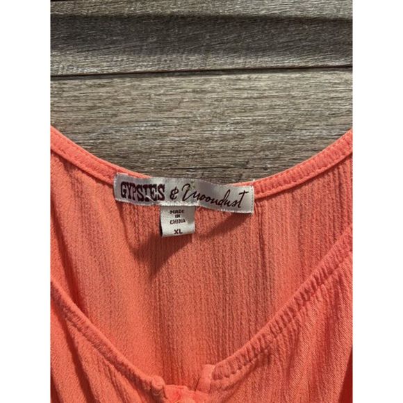 Gypsies and Moondust Coral Rayon Blouse Size XL - Picture 3 of 5